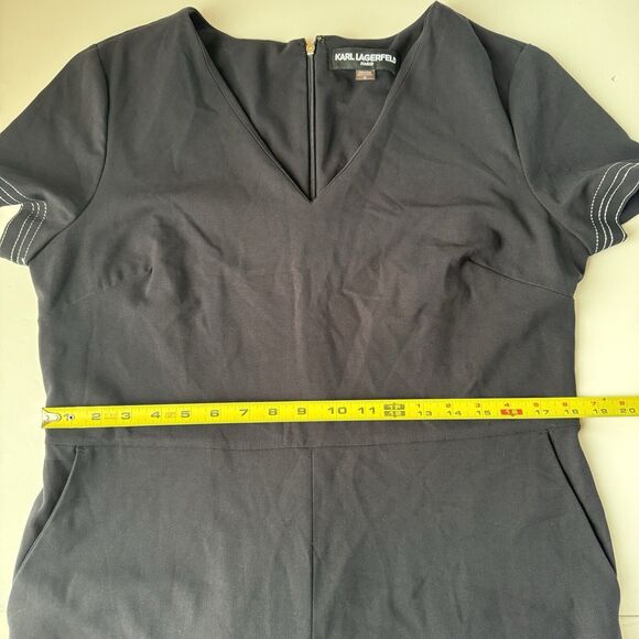 karl lagerfeld Women’s Wide Leg Jumpsuit Black With Stitching Size 12 - Picture 6 of 16